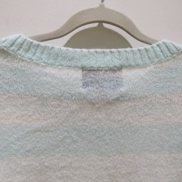 WILDFOX White Label Bridgette Heart Lake House Striped Sequin Sweater Aqua White - Picture 12 of 15